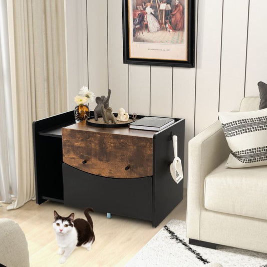 Cat Litter Box Enclosure with Pull-Out Drawer