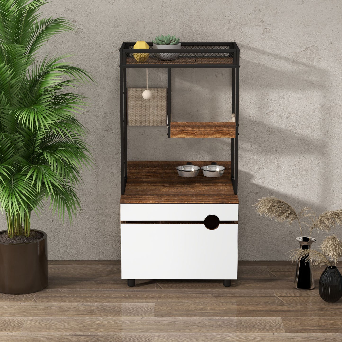Cat Litter Box Enclosures with Cat Tree Tower, Cat Furniture,Cat