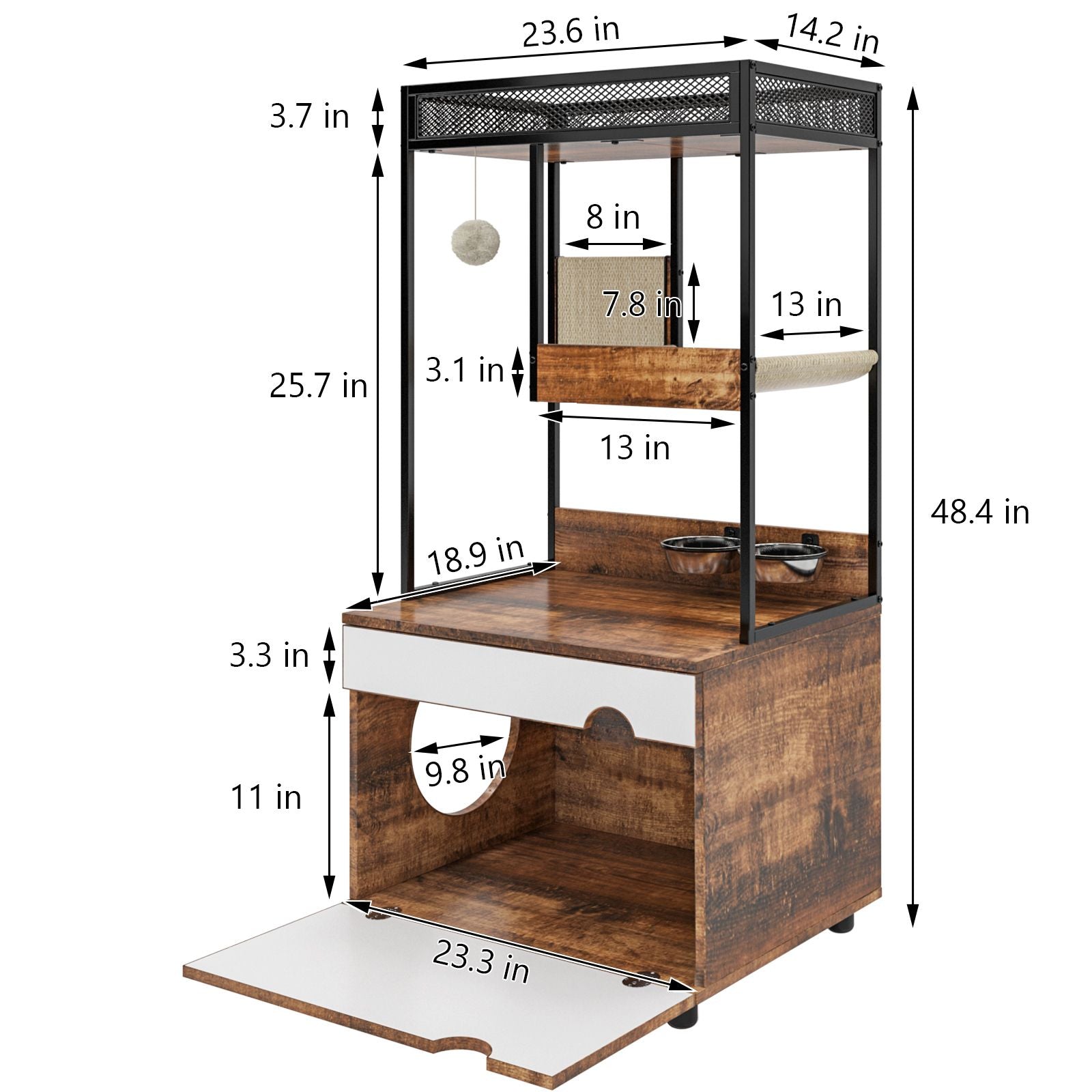 Cat Litter Box Enclosures with Cat Tree Tower, Cat Furniture,Cat