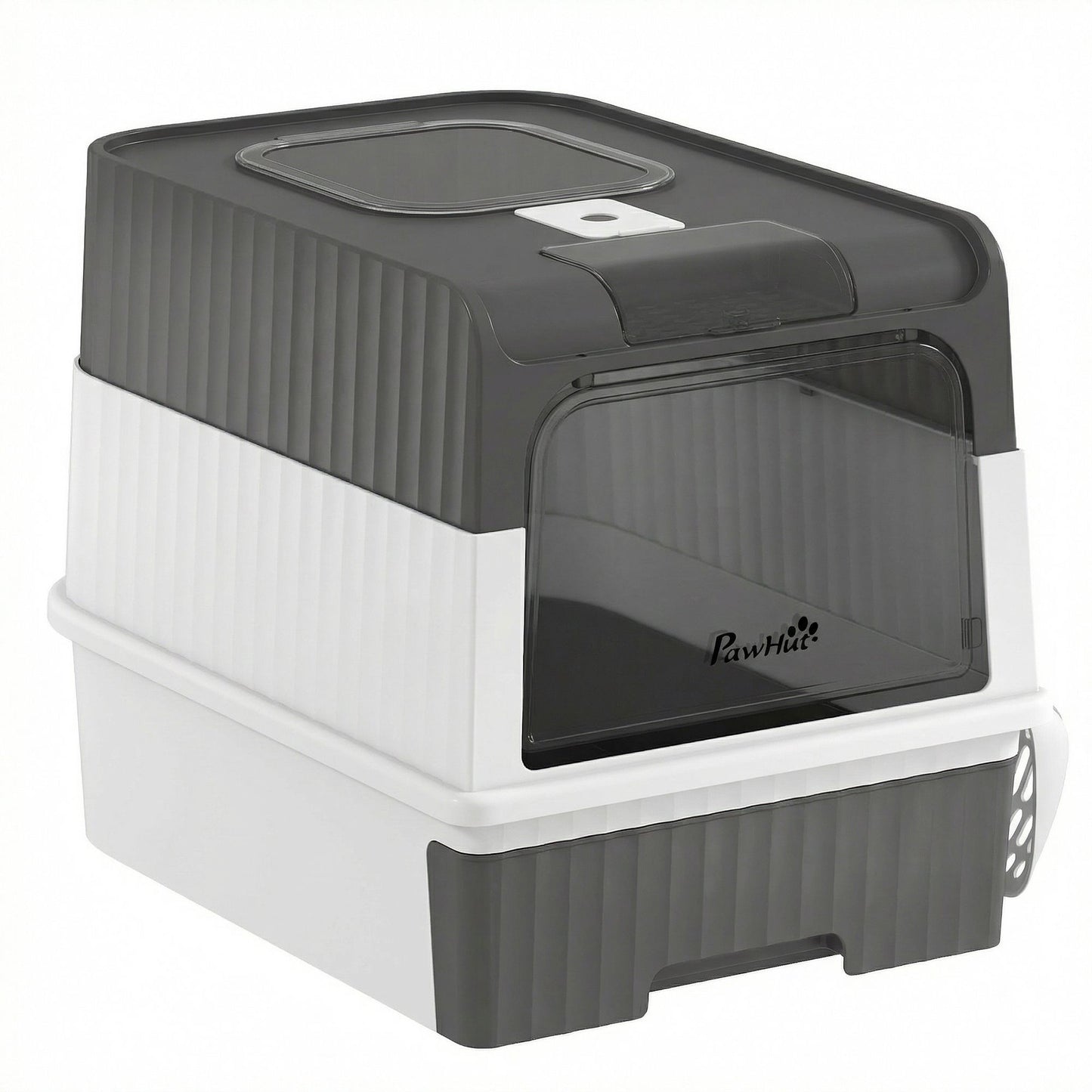 Cat Litter Box Hooded Cat Litter Tray with Drawer Pan Front Entry &