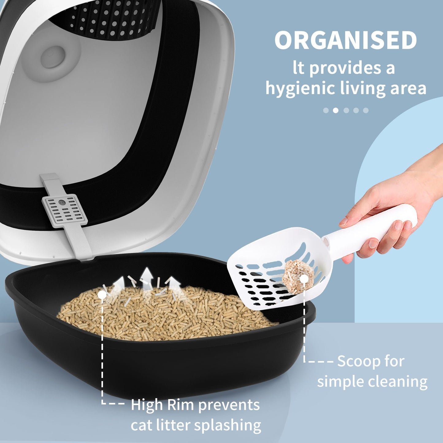 Cat Litter Box with Lid, Covered Litter Box with High Sides