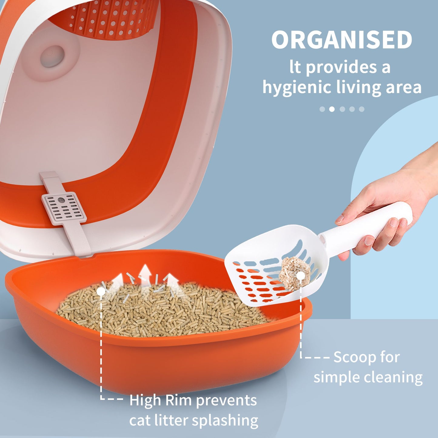 Cat Litter Box with Lid, Covered Litter Box with High Sides