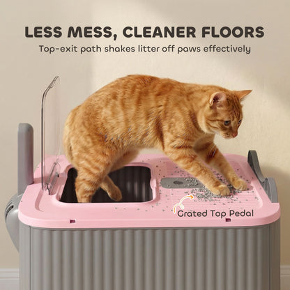 Cat Litter Box with Lid, Enclosed Litter Box for Medium Cats