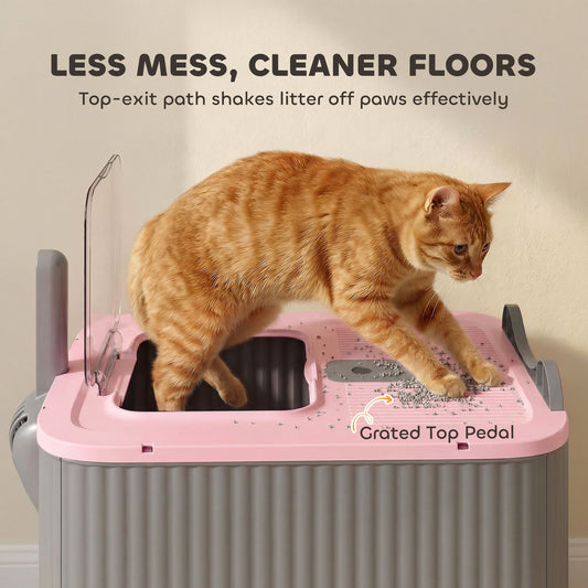 Cat Litter Box with Lid, Enclosed Litter Box for Medium Cats