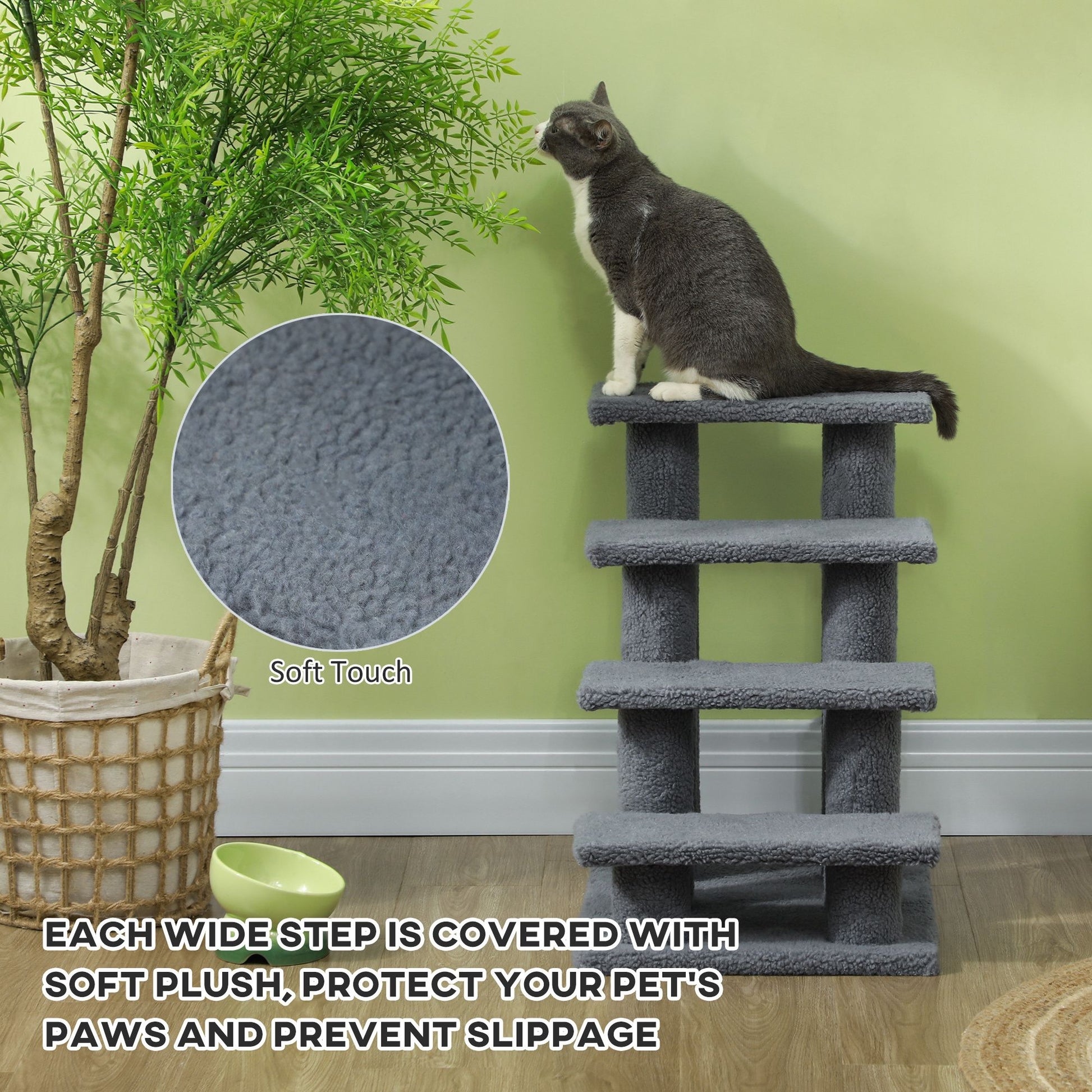 Cat Scratching Post 25 4-Step Carpeted Pet Stairs High Beds Sofas
