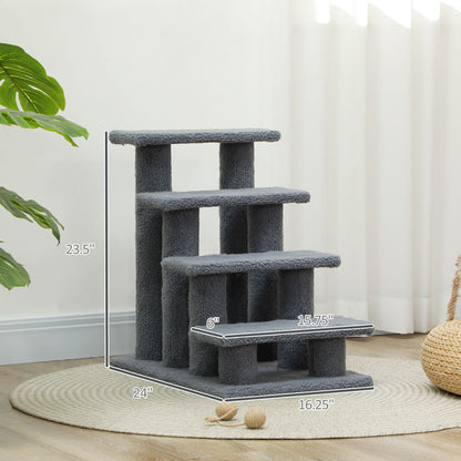 Cat Scratching Post 25 4-Step Carpeted Pet Stairs High Beds Sofas