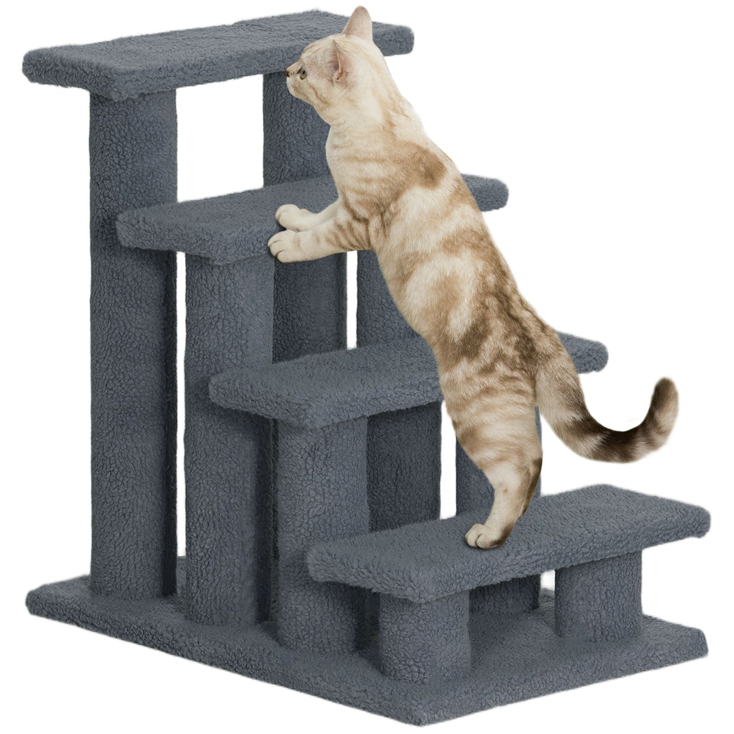 Cat Scratching Post 25 4-Step Carpeted Pet Stairs High Beds Sofas