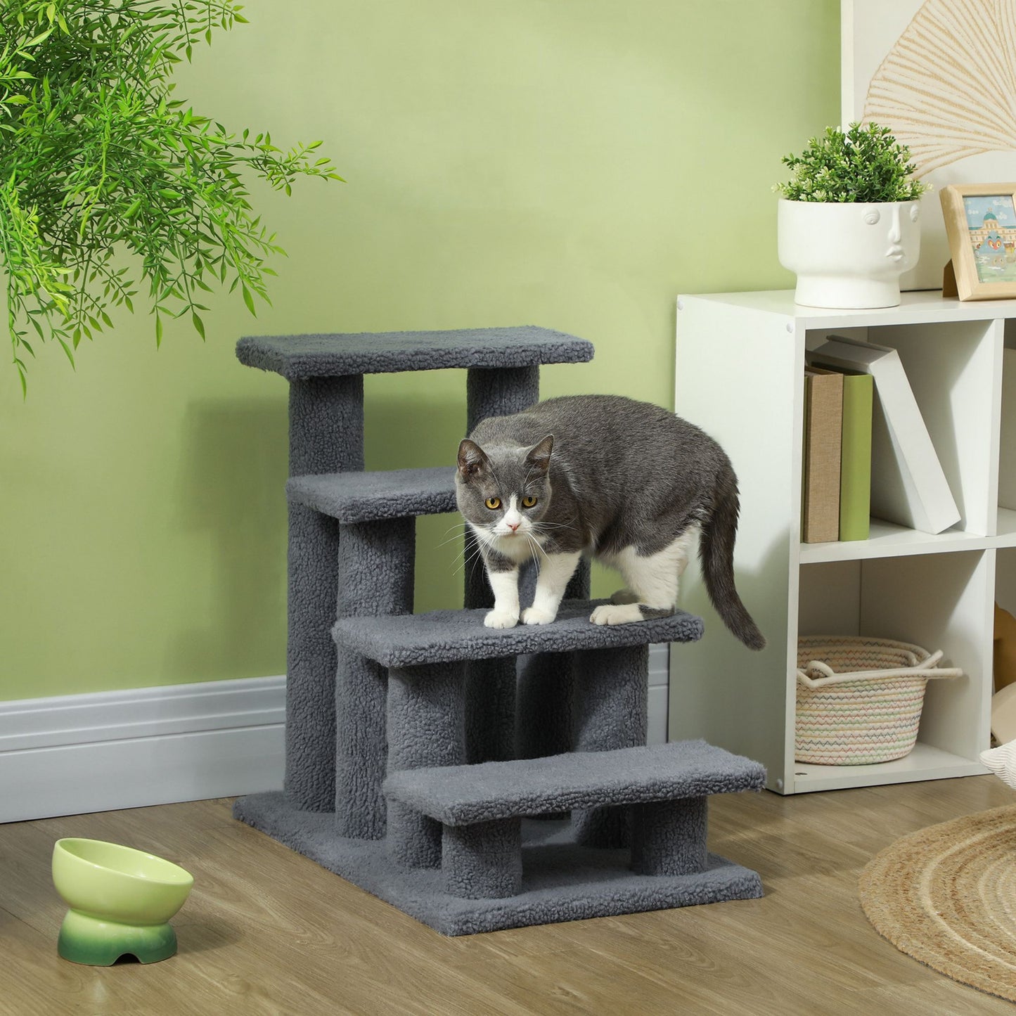 Cat Scratching Post 25 4-Step Carpeted Pet Stairs High Beds Sofas