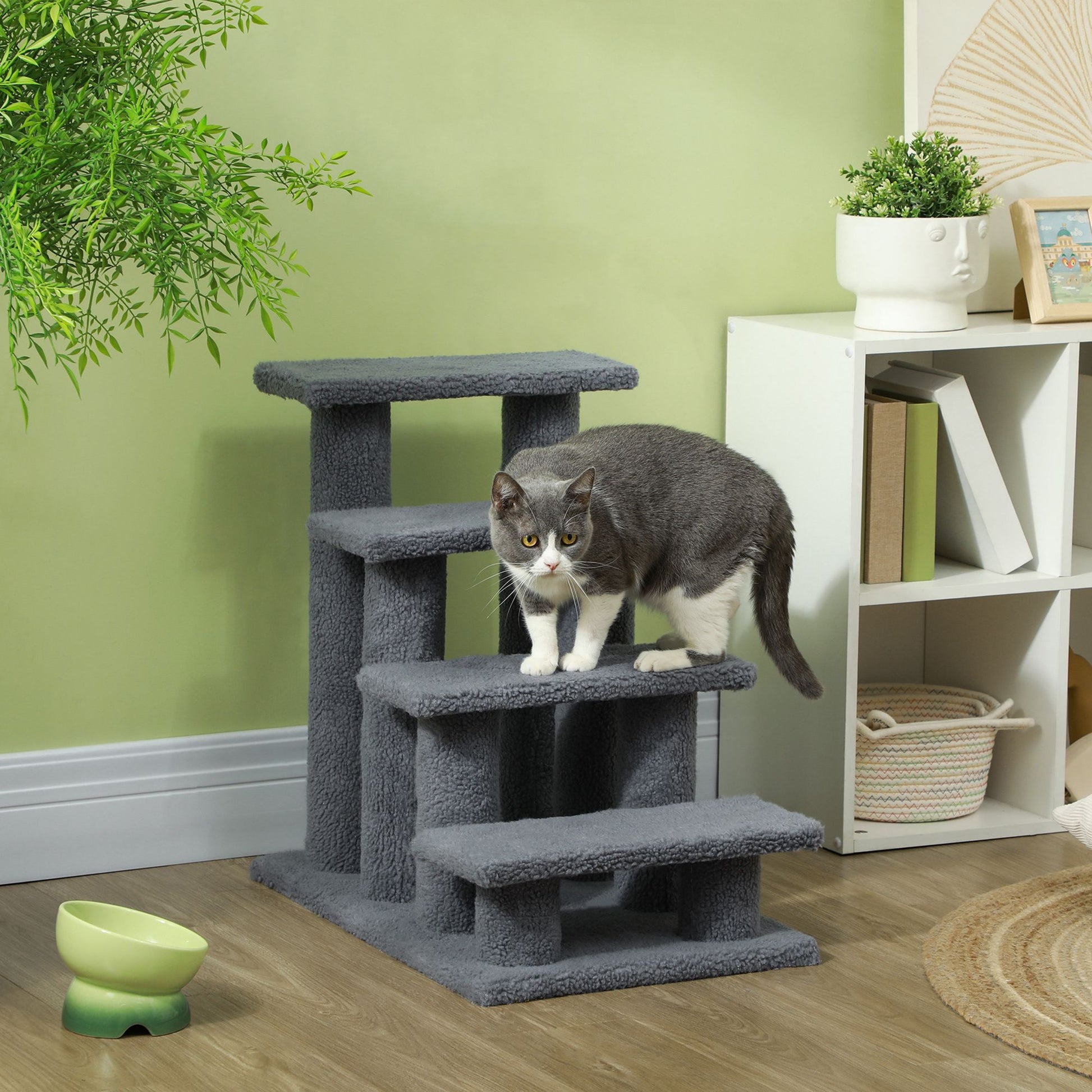 Cat Scratching Post 25 4-Step Carpeted Pet Stairs High Beds Sofas