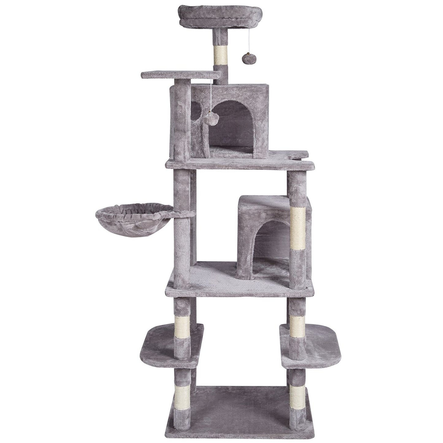 Cat Tree for Indoor Cats, 68.5" Cat Tower with 2 Cat Condos, Sisal