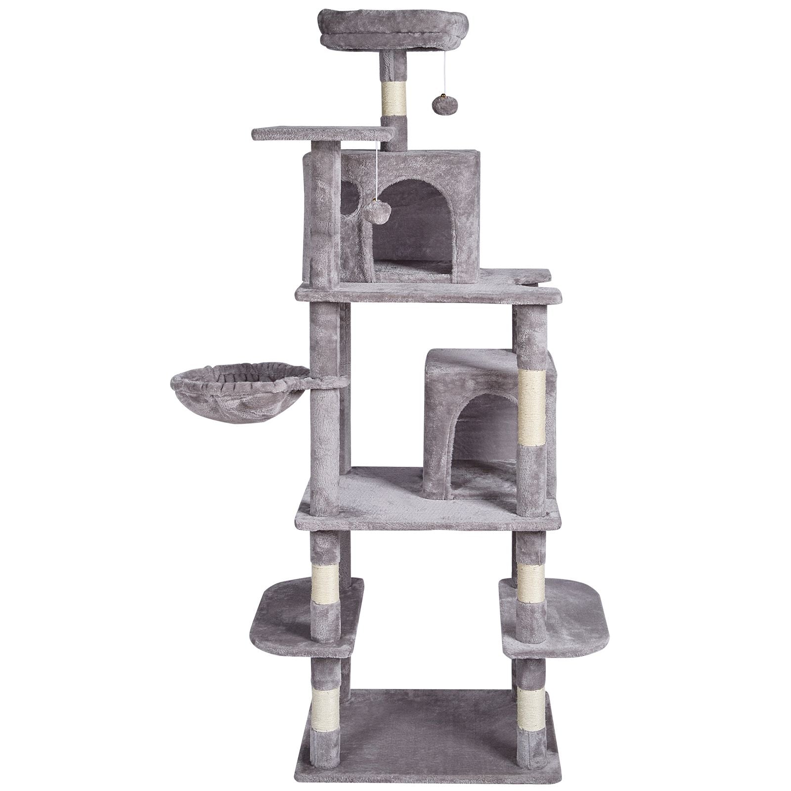 Cat Tree for Indoor Cats, 68.5" Cat Tower with 2 Cat Condos, Sisal