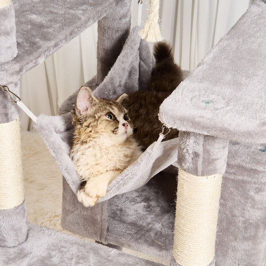 Cat Tree for Indoor Cats, 72" Cat Tower with 2 Cat Condos, Sisal