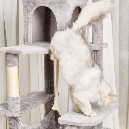 Cat Tree for Indoor Cats, 72" Cat Tower with 2 Cat Condos, Sisal