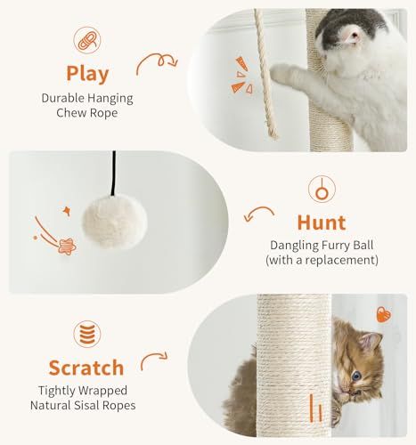Cat Tree, Modern Cat Tree Tower for Indoor Cats - 65" Tall Wood