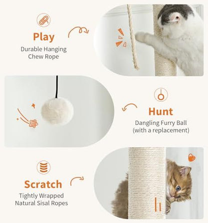 Cat Tree, Modern Cat Tree Tower for Indoor Cats - 65" Tall Wood