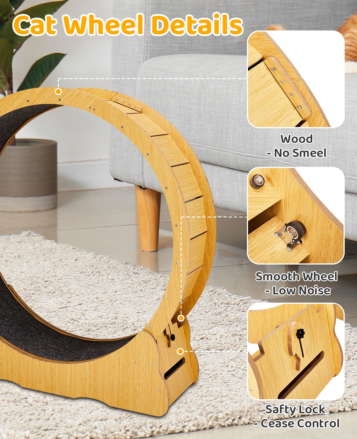 Cat Wheel Exerciser for Indoor Cats, 39.4-Inch Large Cat Exercise