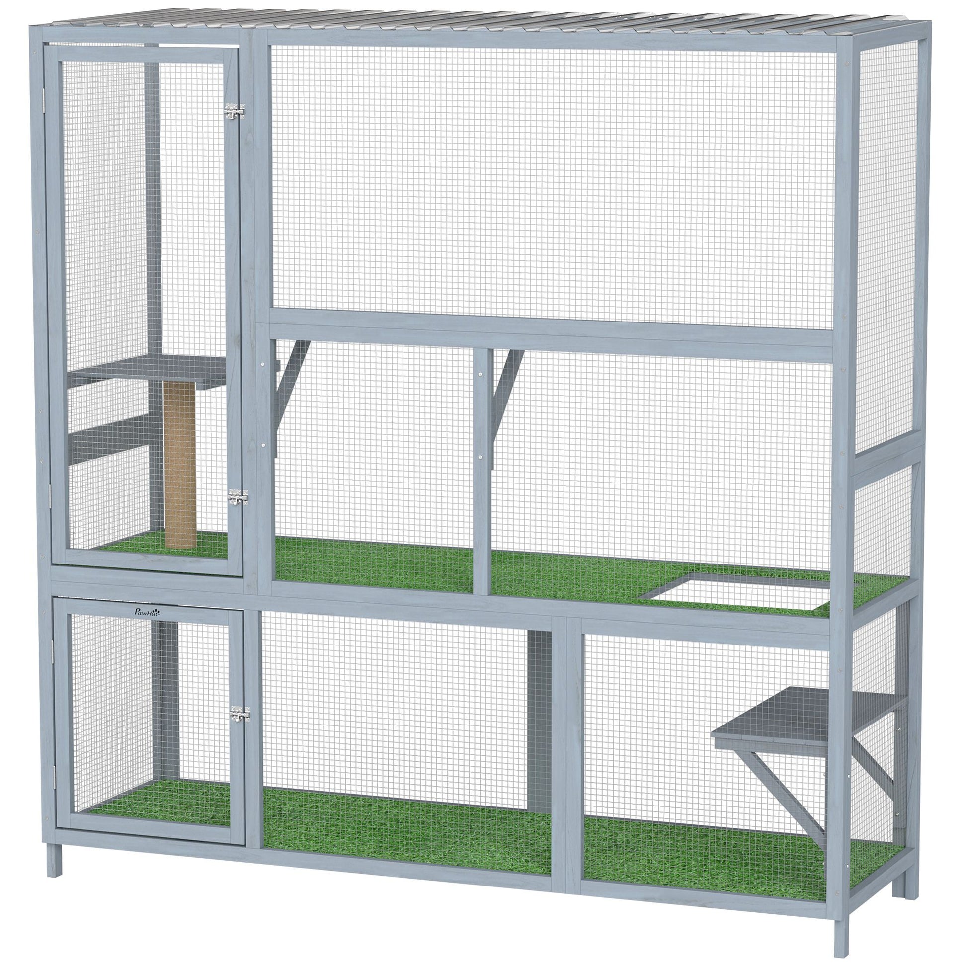 Catio Outdoor Cat Enclosure, 77" H Wooden Cat House