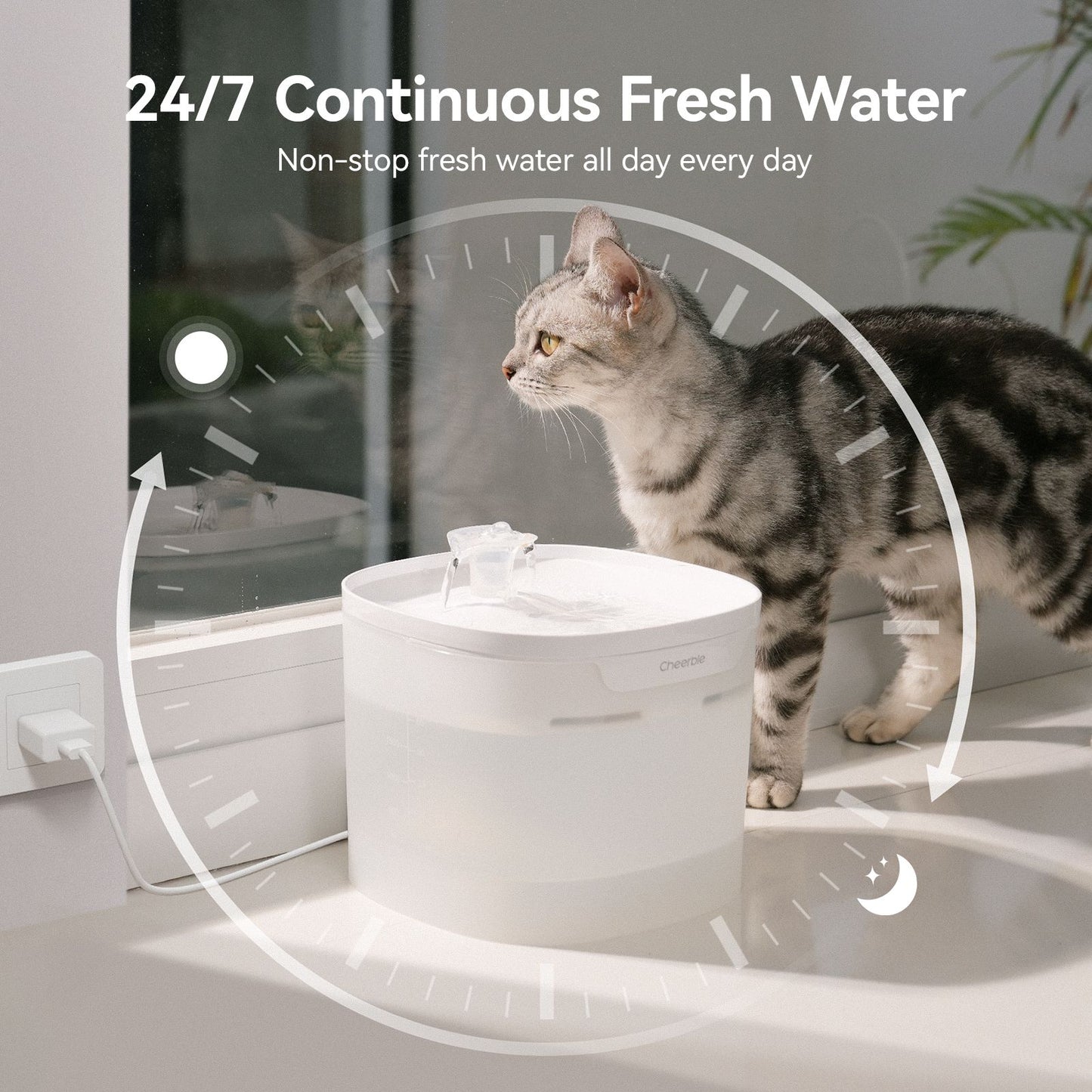 Pet Fountain Elfin E1 Lite, Automatic Pumpless Cat Dispenser