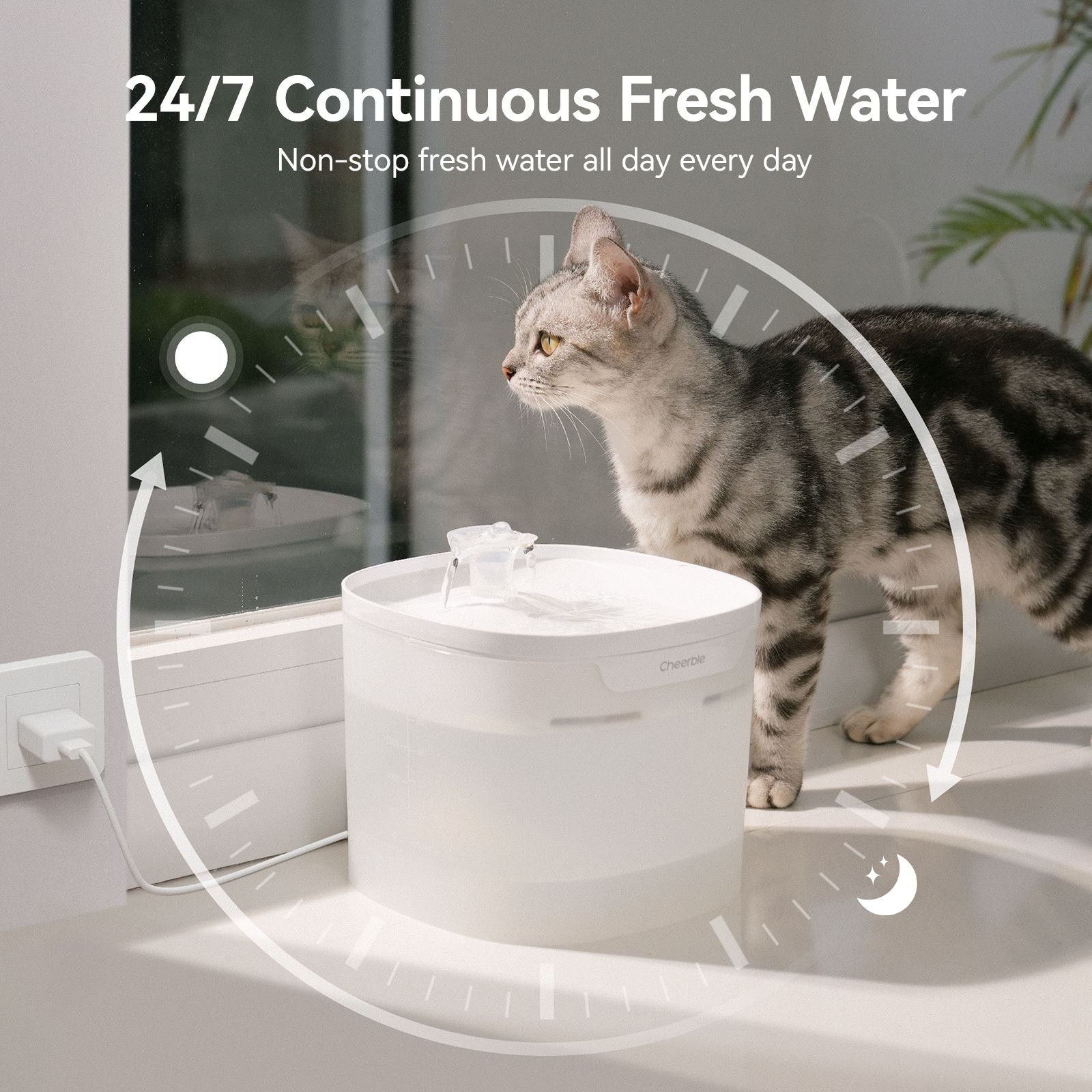 Pet Fountain Elfin E1 Lite, Automatic Pumpless Cat Dispenser
