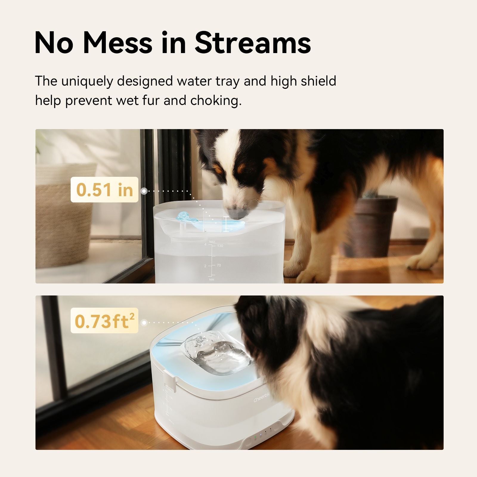 Pumpless Dog Water Elfin Fountain, Wireless Pet Fountain Battery