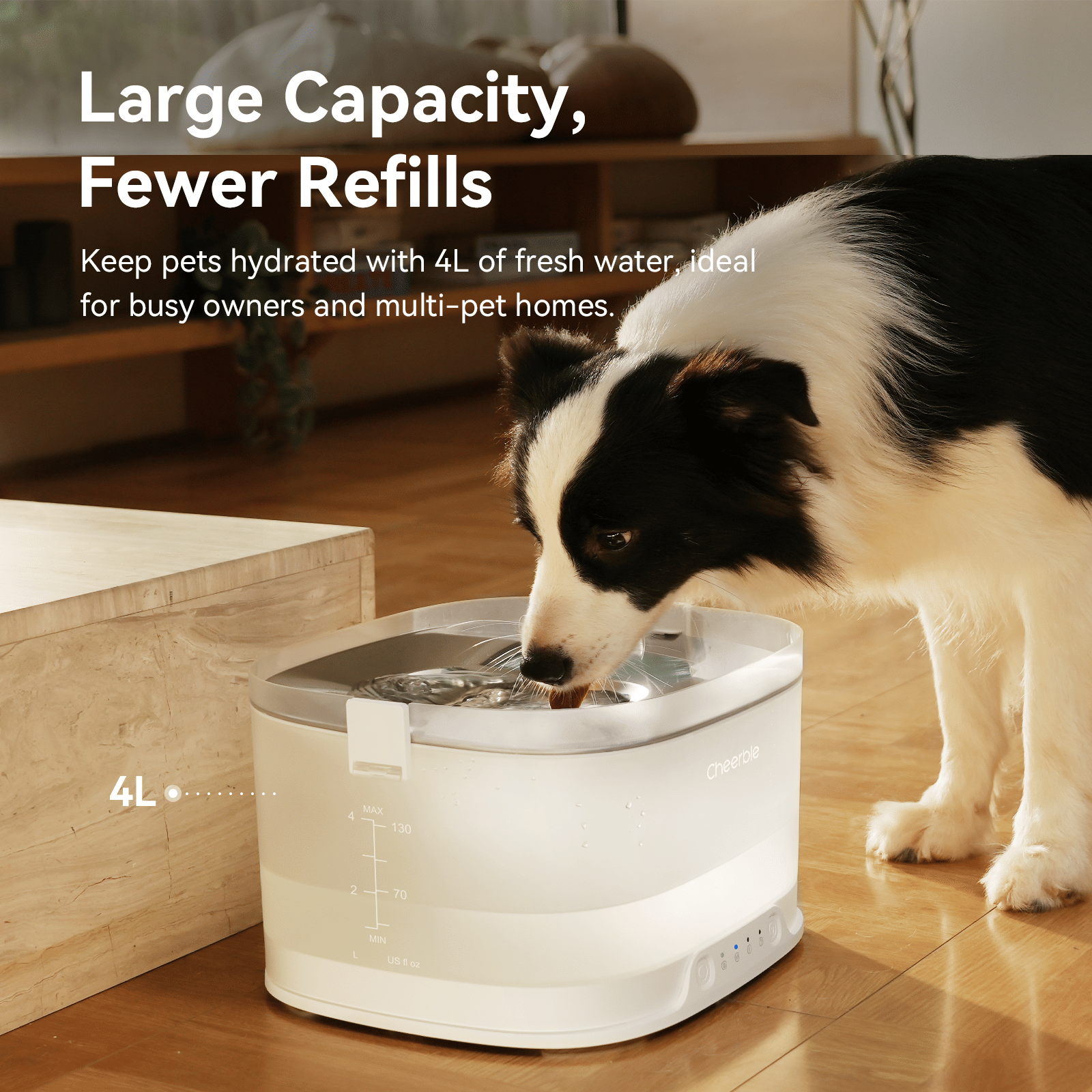 Pumpless Dog Water Elfin Fountain, Wireless Pet Fountain Battery
