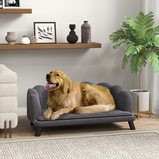 Comfortable Large Dog Couch Charcoal Gray with Foam Cushioning