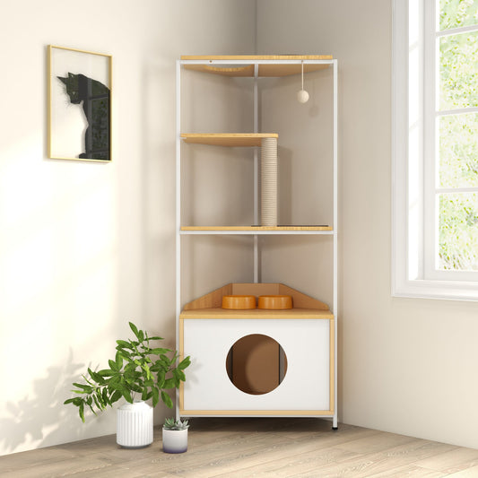Corner Cat Tower, Cat Tree with Scratching Post, Cat Condo