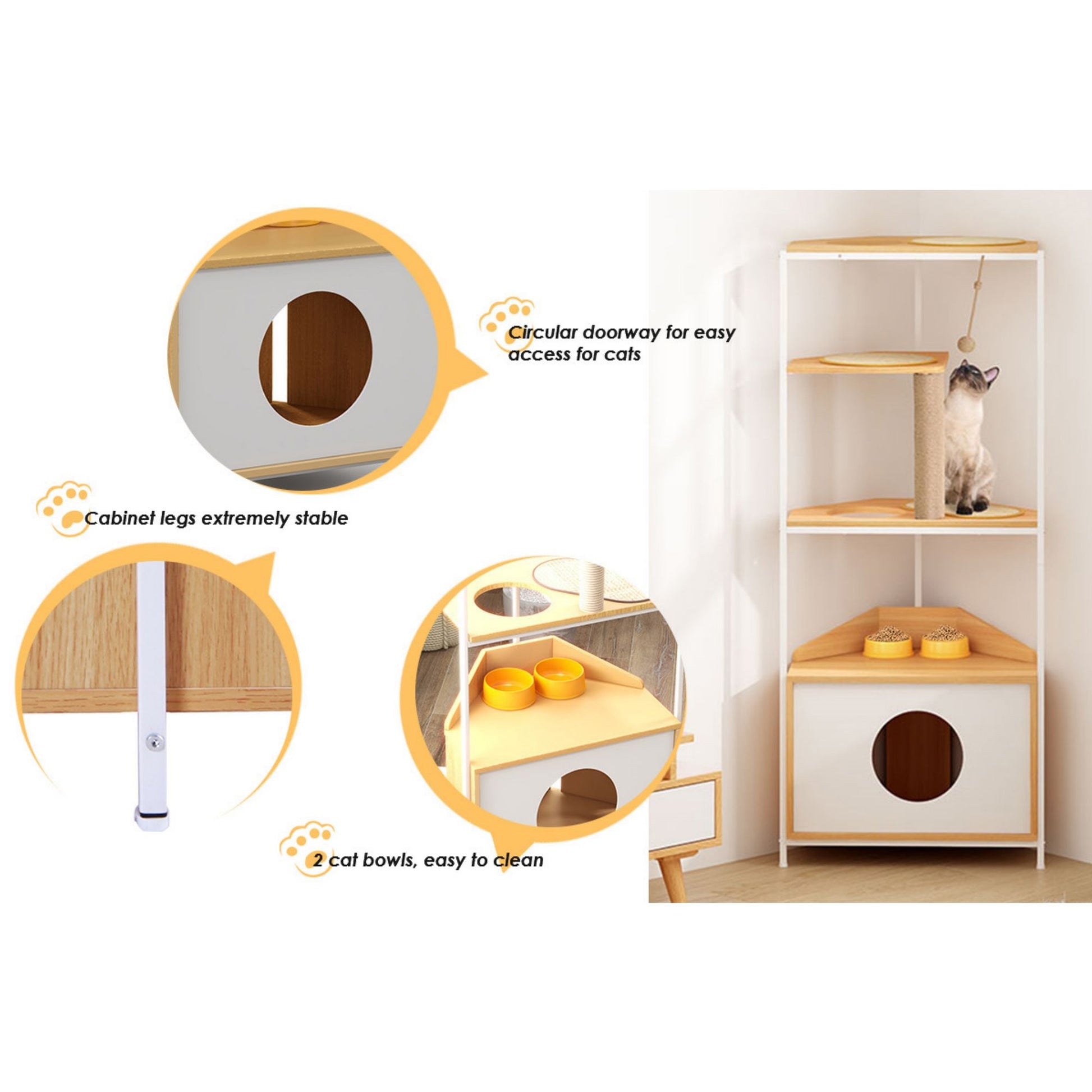 Corner Cat Tower Tree with Scratching Post, Climbing Platforms