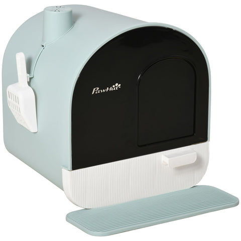 Covered Cat Litter Box, 17 X18.5", Indoor with Lid, Tray, Scoop