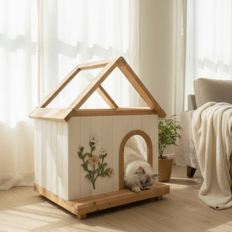 Daisy FSC-Certified Cedar Cat House with Acrylic Roof – Indoor