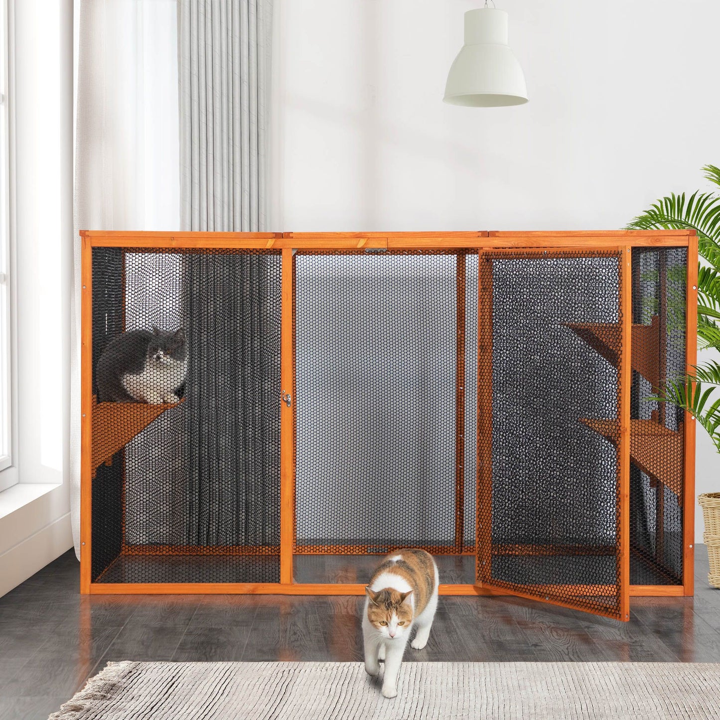 Detachable Cat Enclosure with Waterproof Roof and 3 Jumping