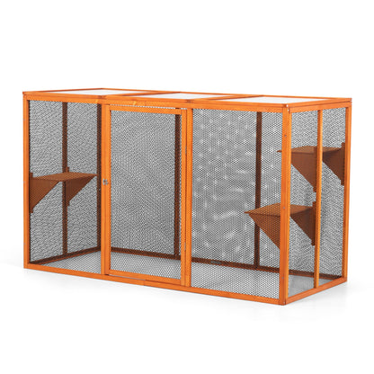Detachable Cat Enclosure with Waterproof Roof and 3 Jumping