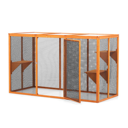 Detachable Cat Enclosure with Waterproof Roof and 3 Jumping