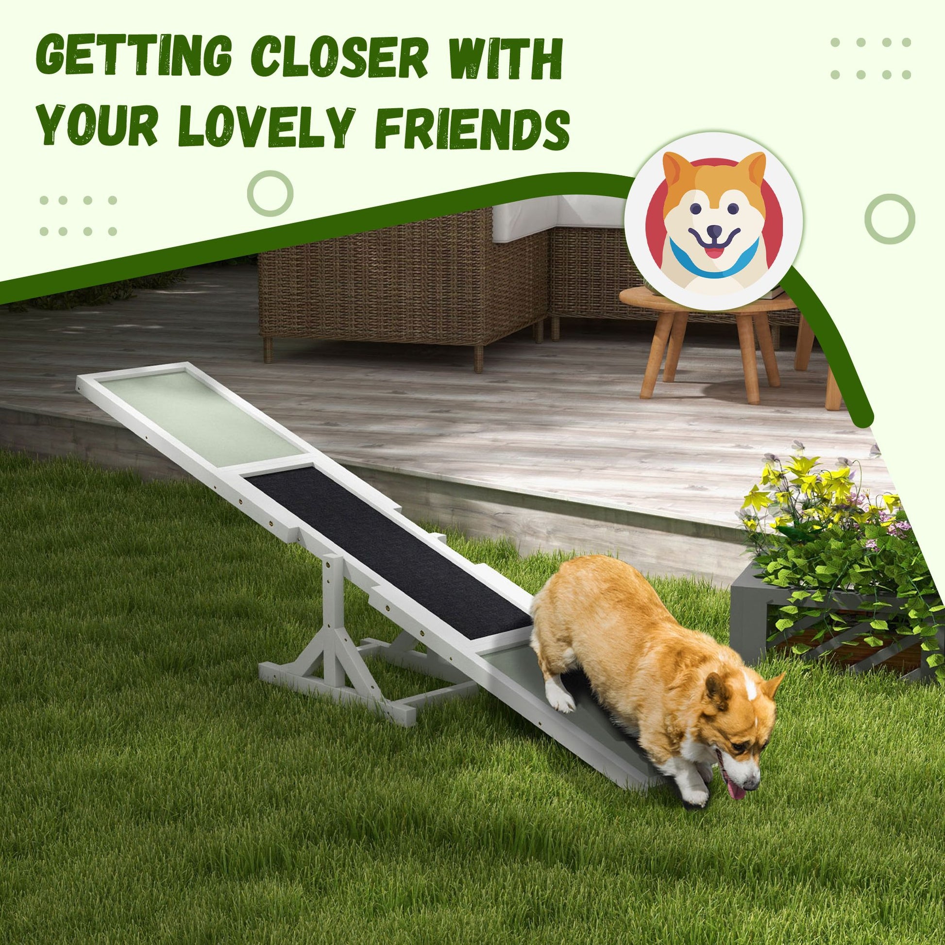 Dog Agility Equipment Wooden Seesaw White for Training and Exercise