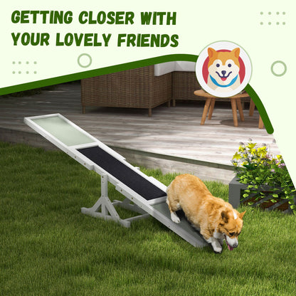 Dog Agility Equipment Wooden Seesaw White for Training and Exercise