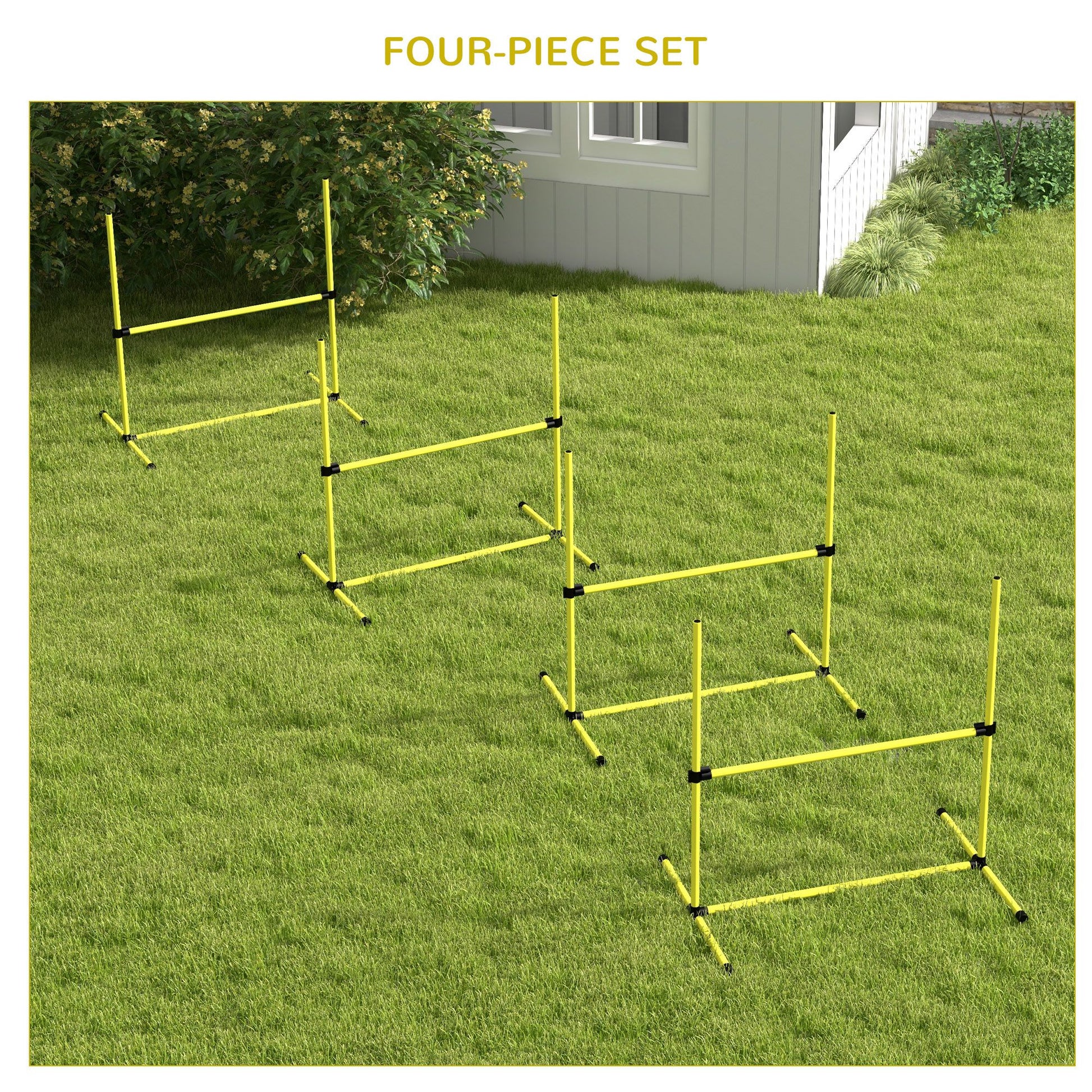 Dog Agility Training 4 Piece Set with Adjustable Height Jump Bars