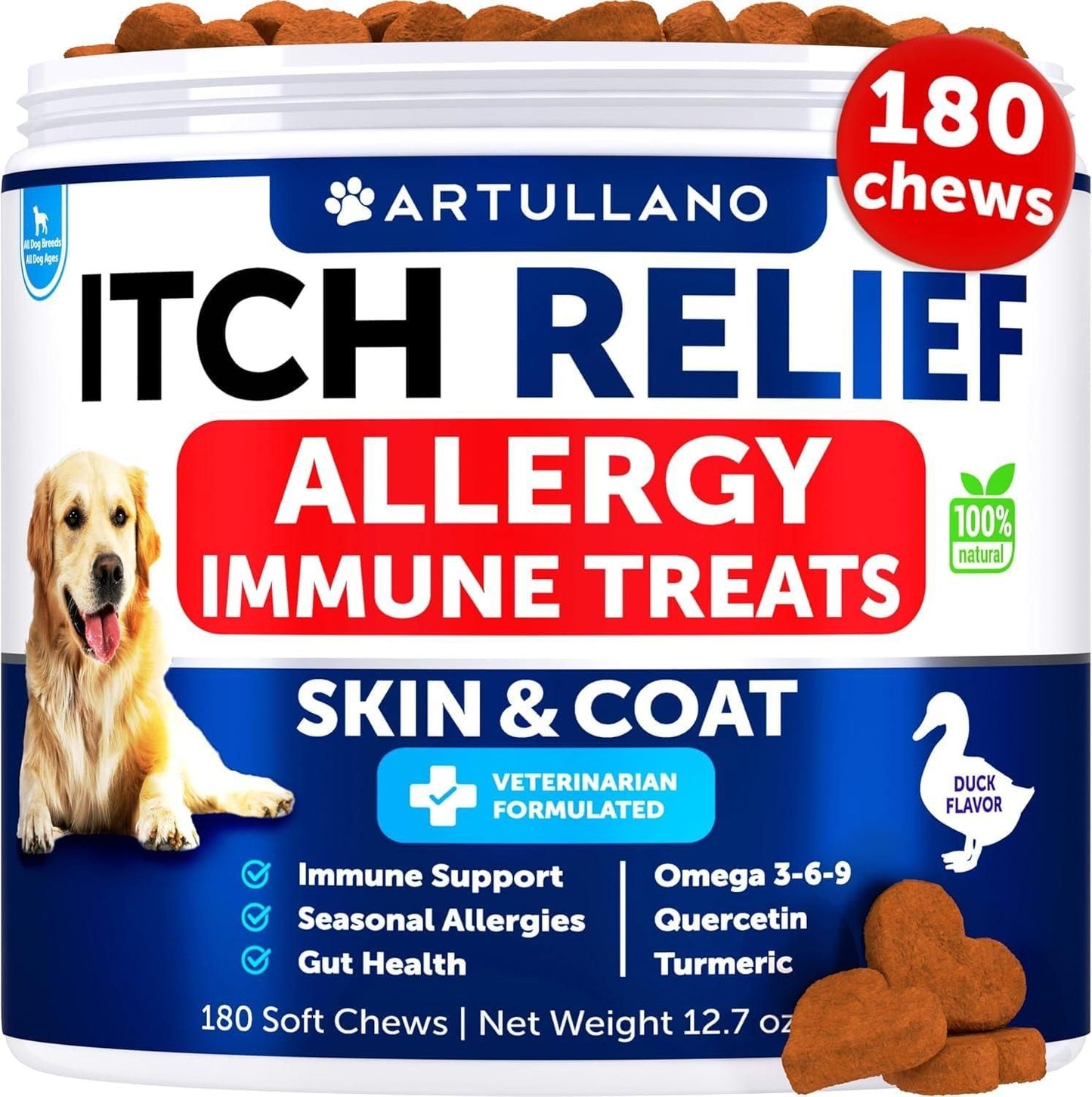 Omega-3 Fish Oil Skin & Coat Chews for Dogs, Seasonal Support