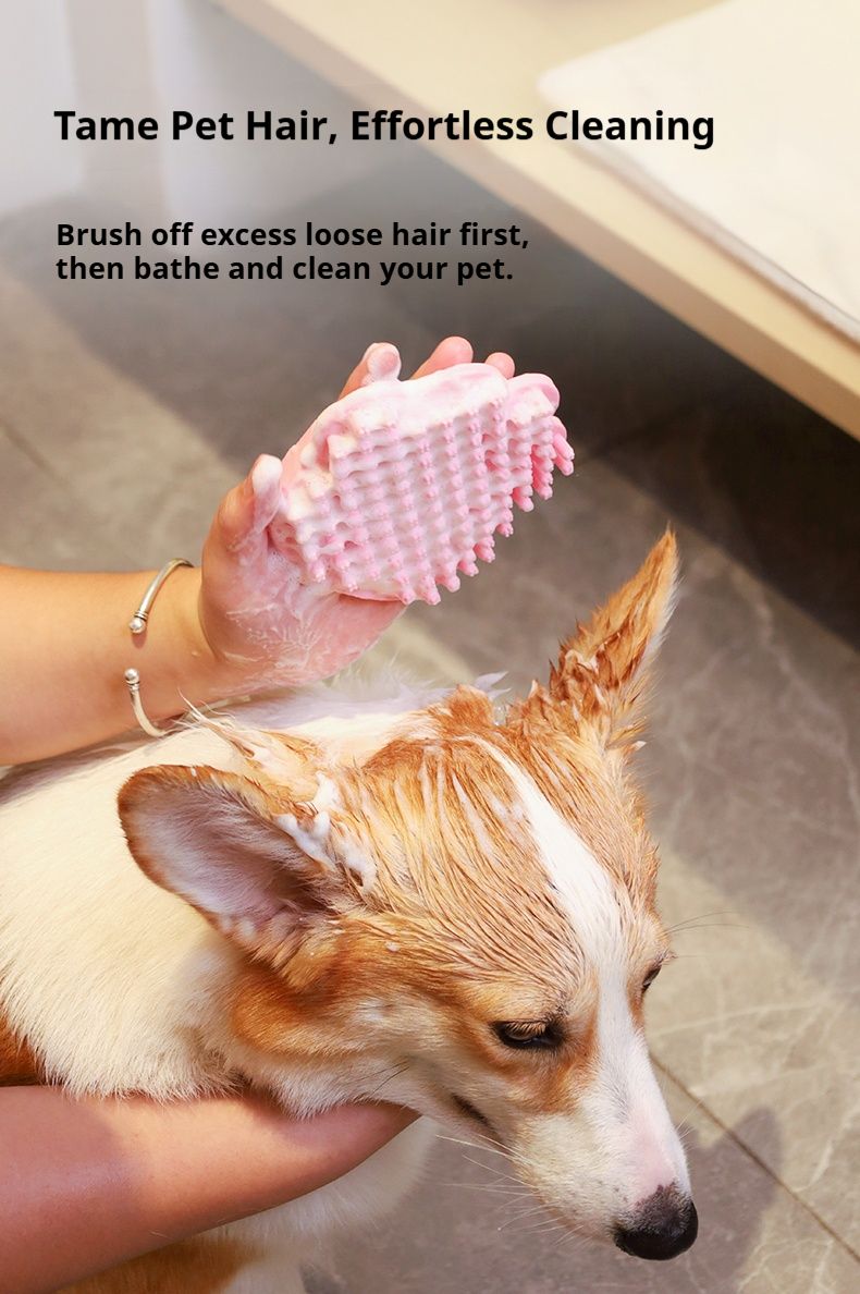Dog Bath Brush,Pet Bath Comb Brush Soothing Massage Rubber Comb