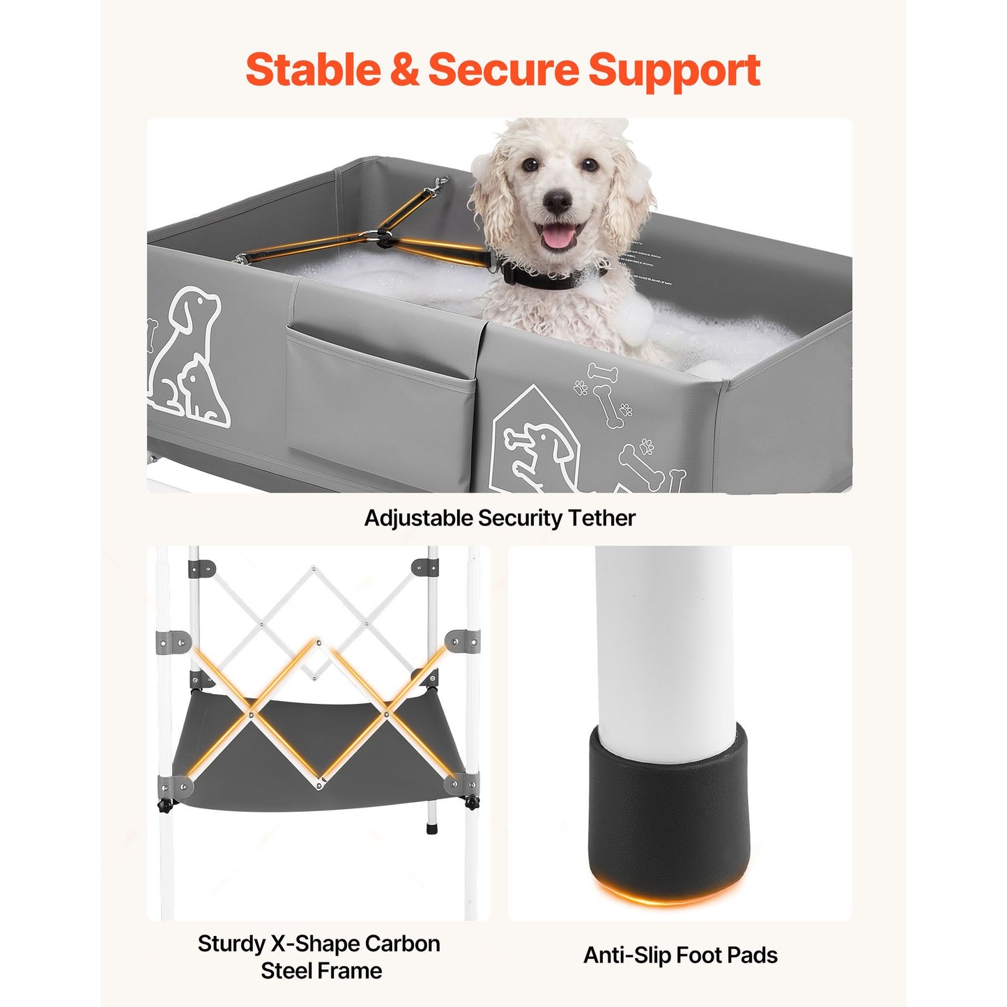 Dog Bathtub, Elevated Dog Bath Tub, Collapsible Pet Bathing