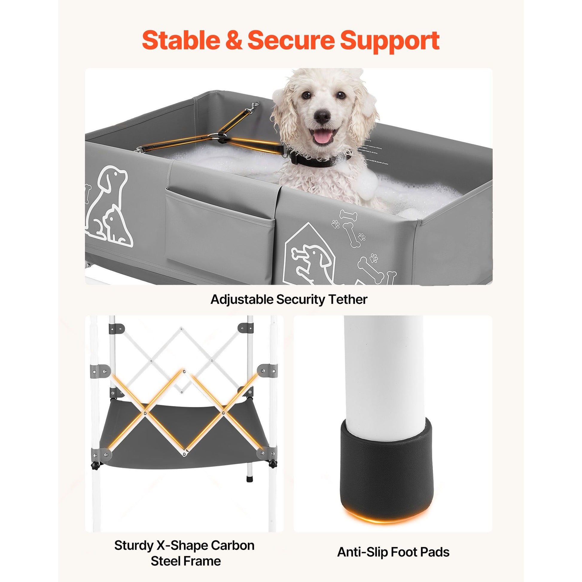 Dog Bathtub, Elevated Dog Bath Tub, Collapsible Pet Bathing