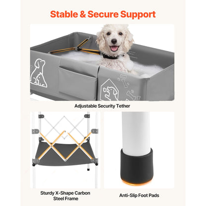 Dog Bathtub, Elevated Dog Bath Tub, Collapsible Pet Bathing