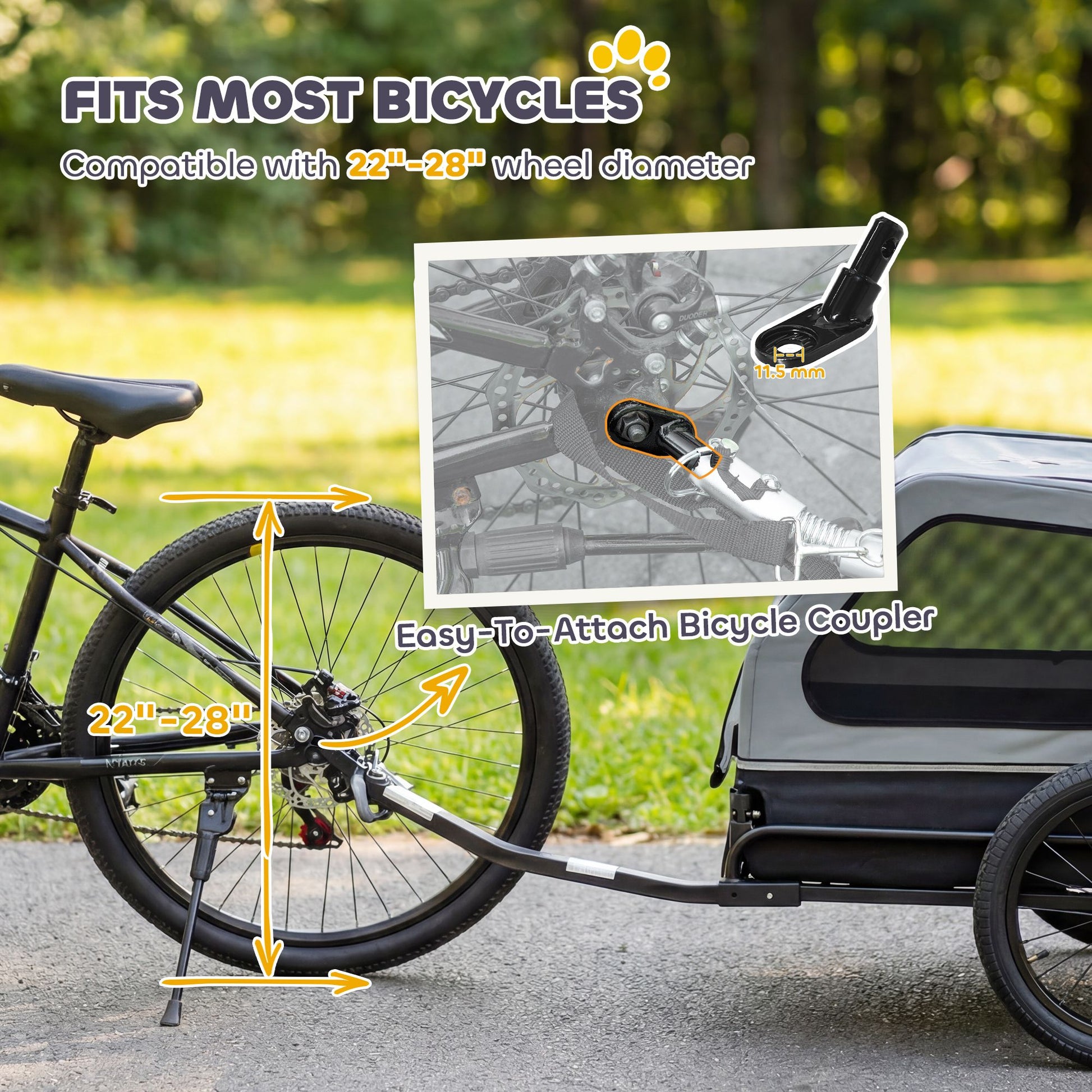 Dog Bike Trailer for Small & Medium Dogs, Universal Bicycle
