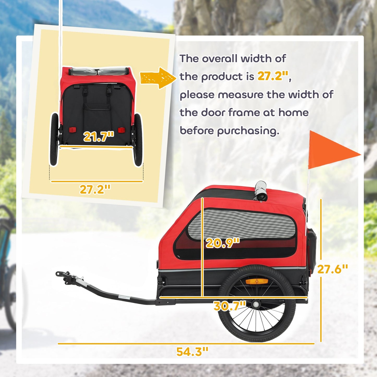 Dog Bike Trailer for Small & Medium Dogs, Universal Bicycle