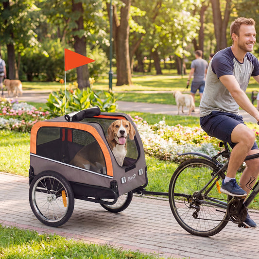 Dog Bike Trailer, Pet Cart Bicycle Carrier with 2 Entrances
