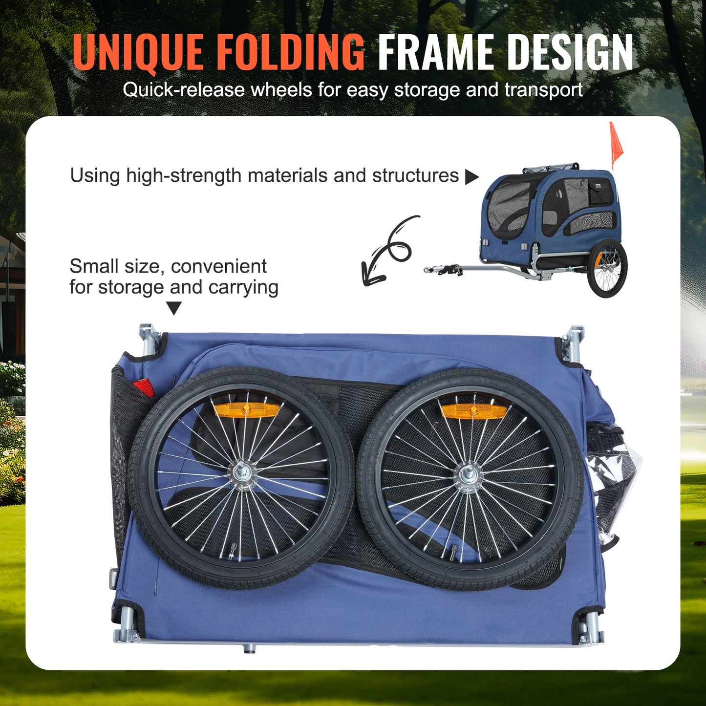 Dog Bike Trailer, Supports up to 100 Lbs, Pet Cart Bicycle Carrier