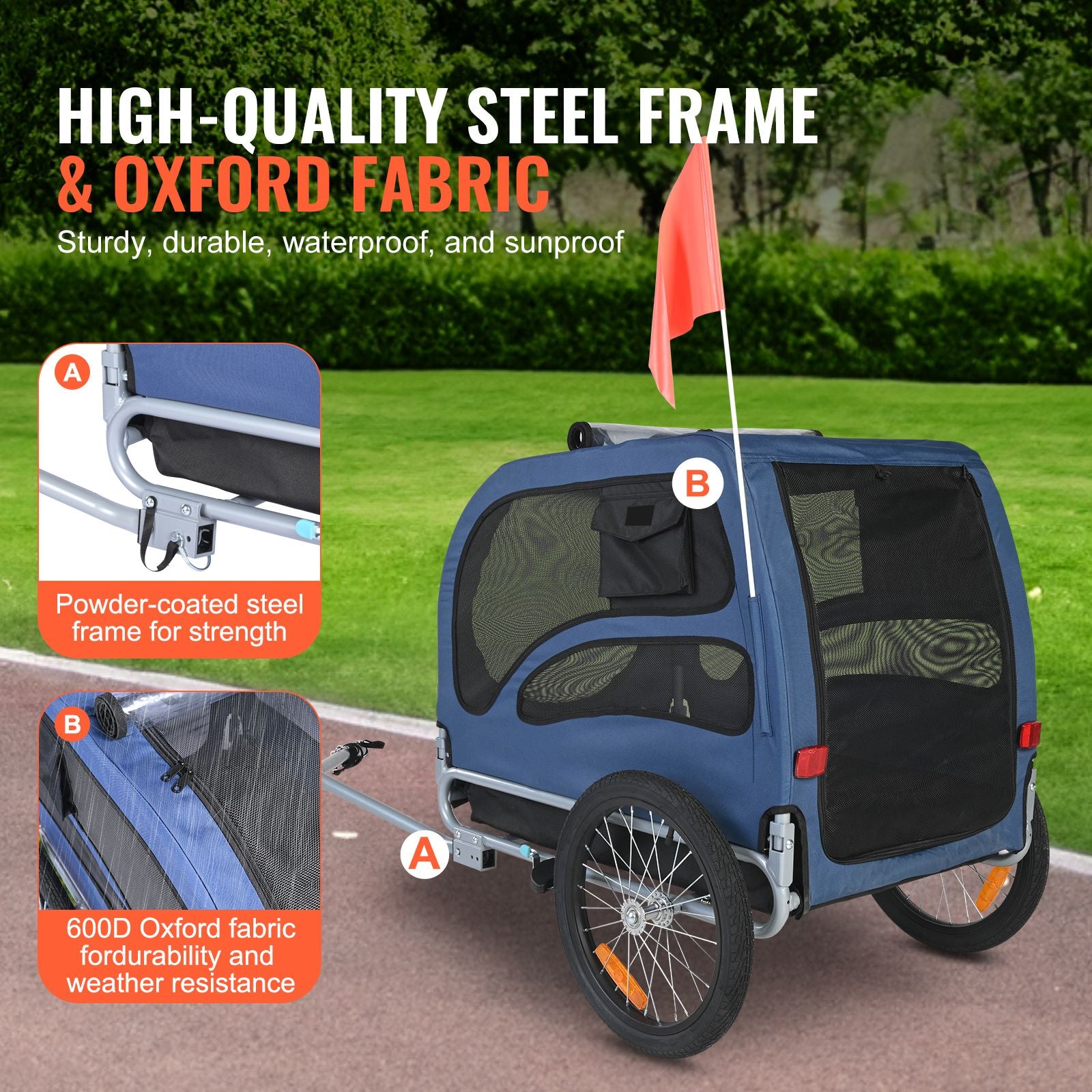 Dog Bike Trailer, Supports up to 100 Lbs, Pet Cart Bicycle Carrier