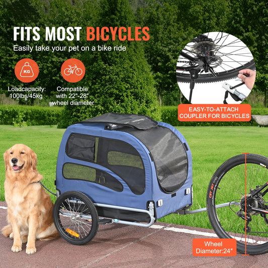 Dog Bike Trailer, Supports up to 100 Lbs, Pet Cart Bicycle Carrier
