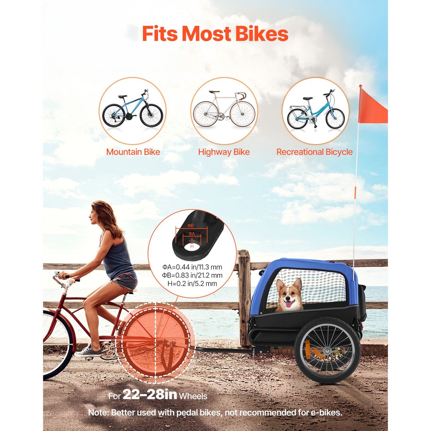Dog Bike Trailer, Supports up to 66 Lbs, Pet Cart Bicycle Carrier