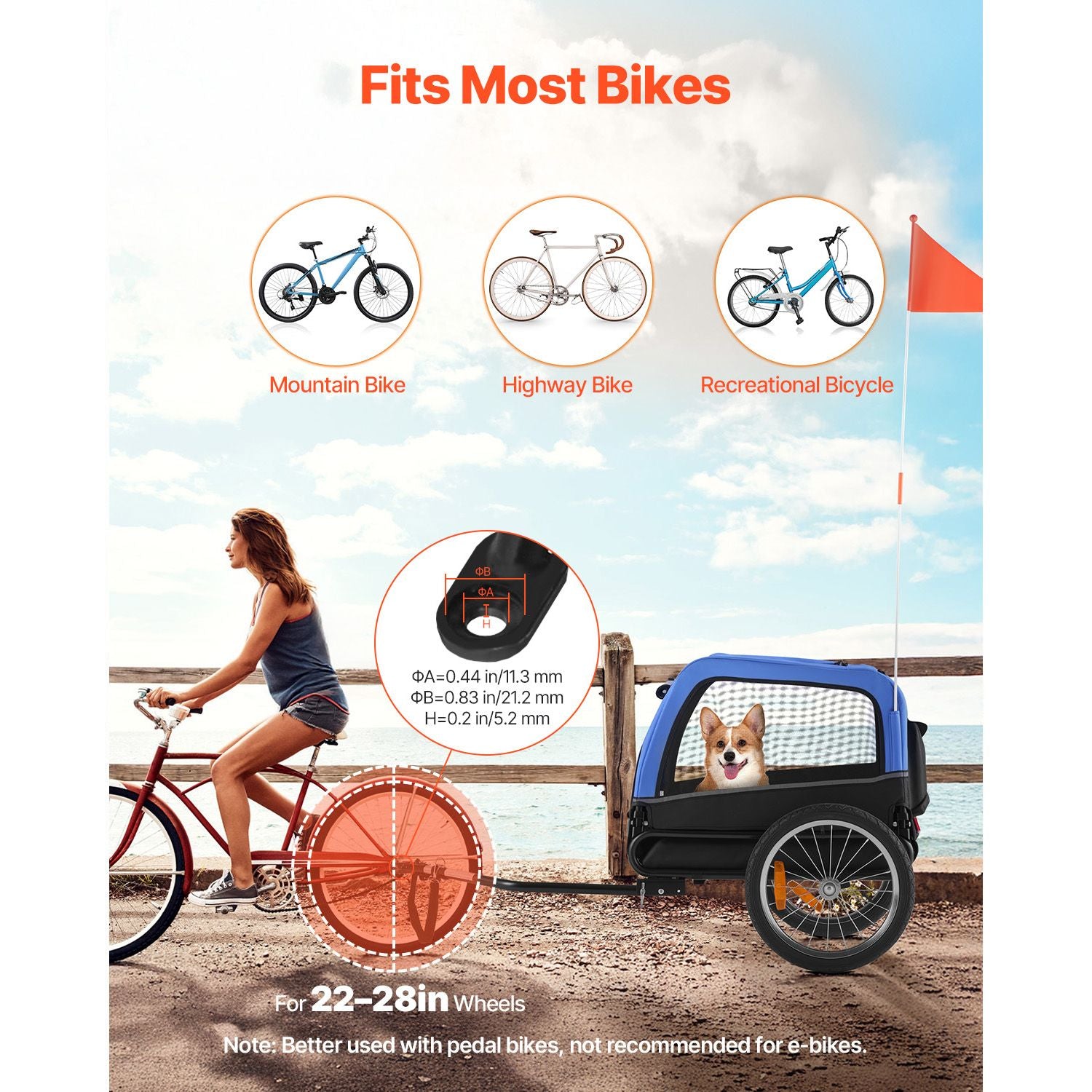 Dog Bike Trailer, Supports up to 66 Lbs, Pet Cart Bicycle Carrier