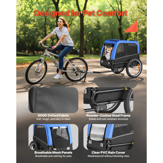 Dog Bike Trailer, Supports up to 66 Lbs, Pet Cart Bicycle Carrier
